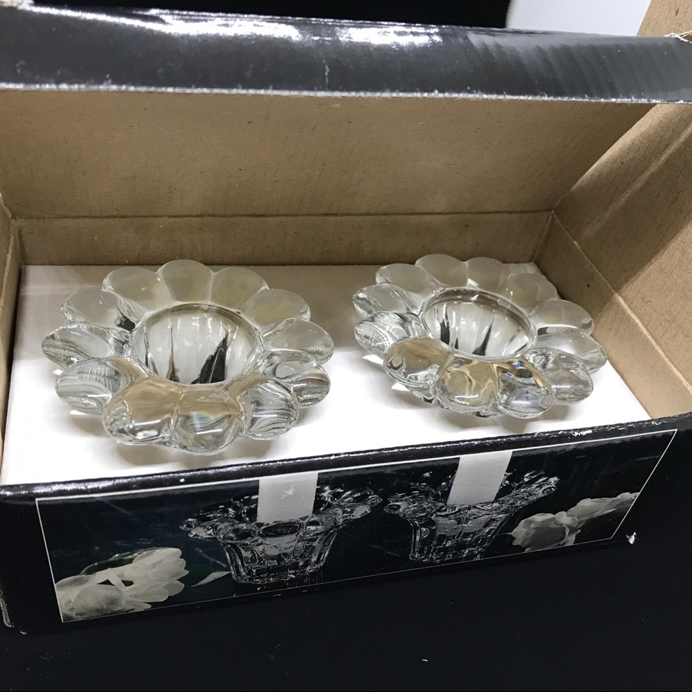 Forever Crystal Set Of 2 Candle/Votive Holders NEW